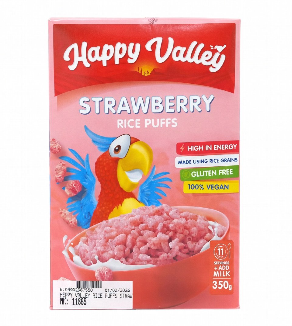 Happy Valley Strawberry Rice Puffs Straw 350g